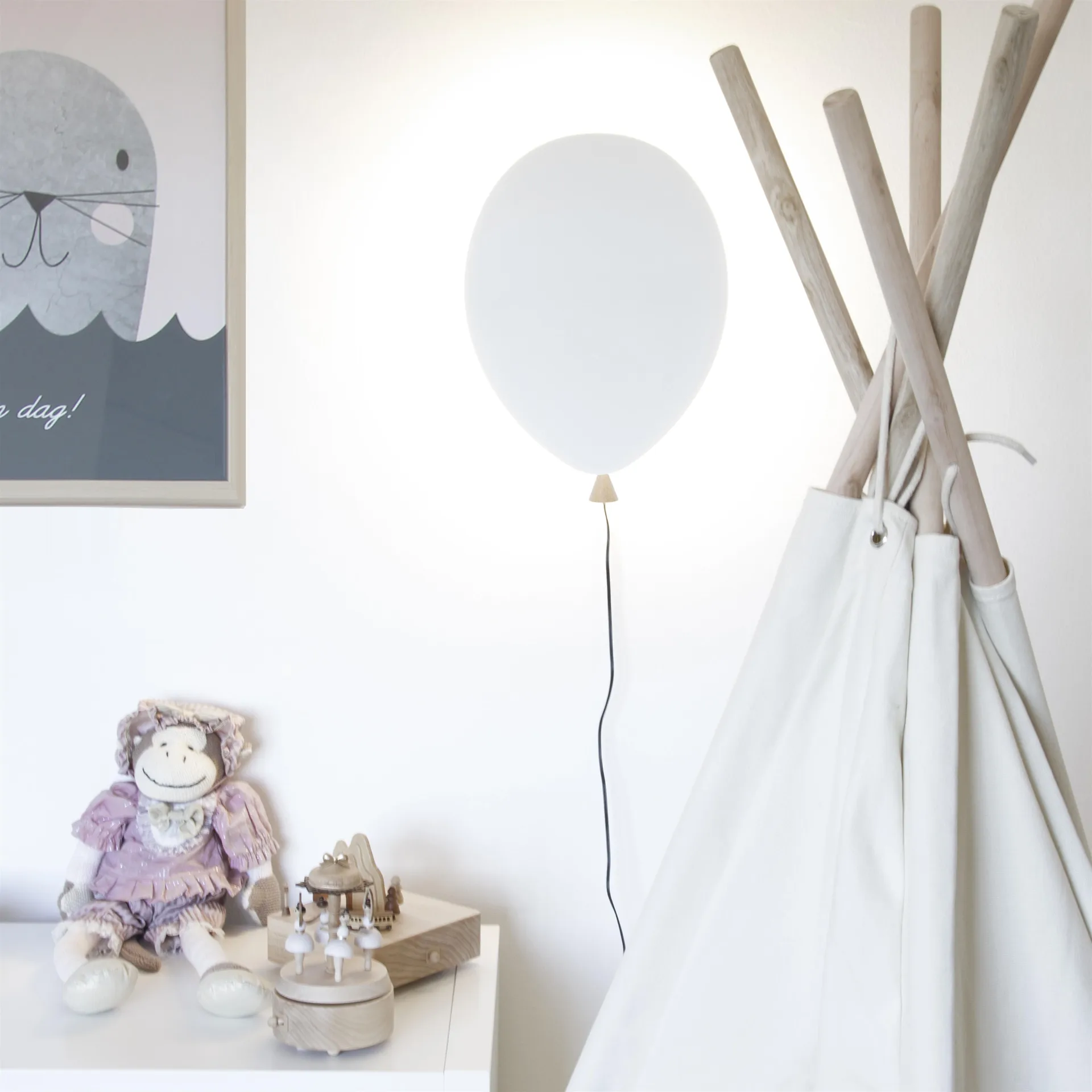 Balloon wandlamp, wit-essen Globen Lighting