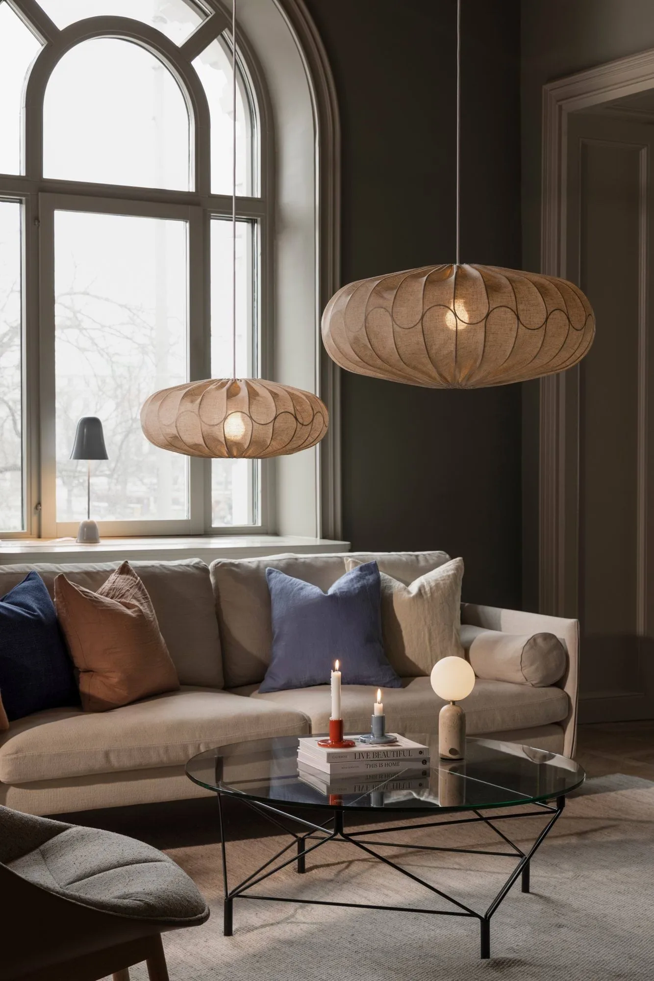 Bladverk lampenkap Ø70 cm, Beige Globen Lighting