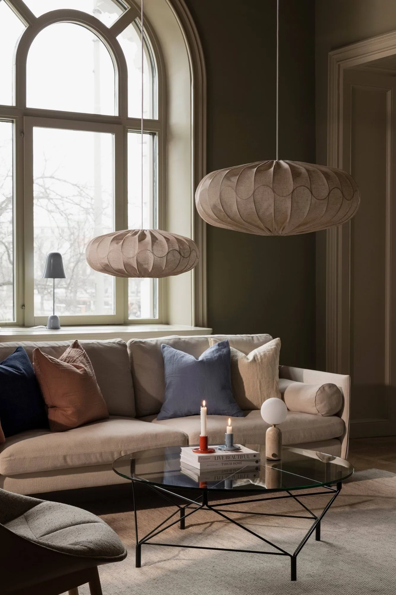 Bladverk lampenkap Ø70 cm, Beige Globen Lighting