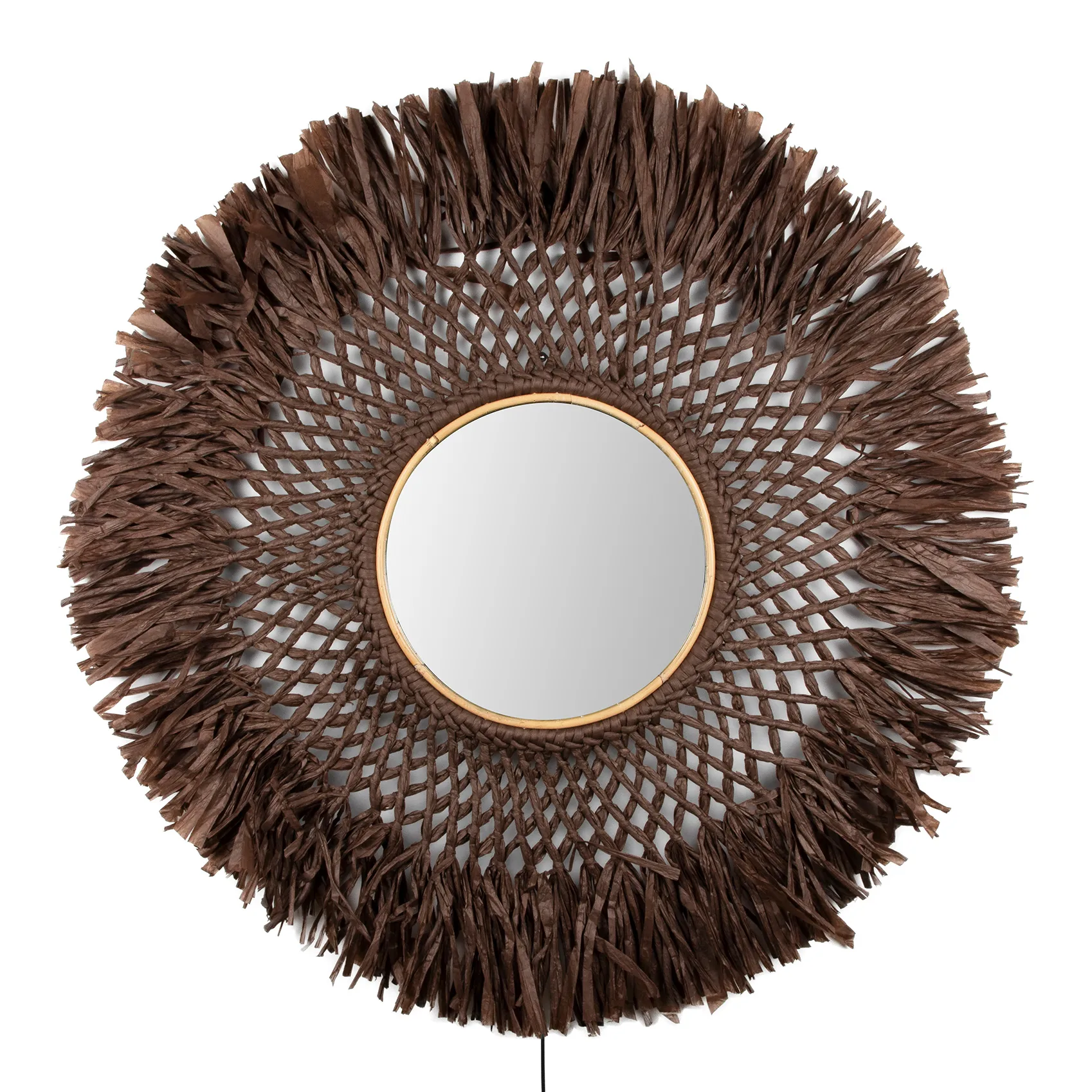 Boho wandlamp met spiegel Ø90 cm, Bruin Globen Lighting