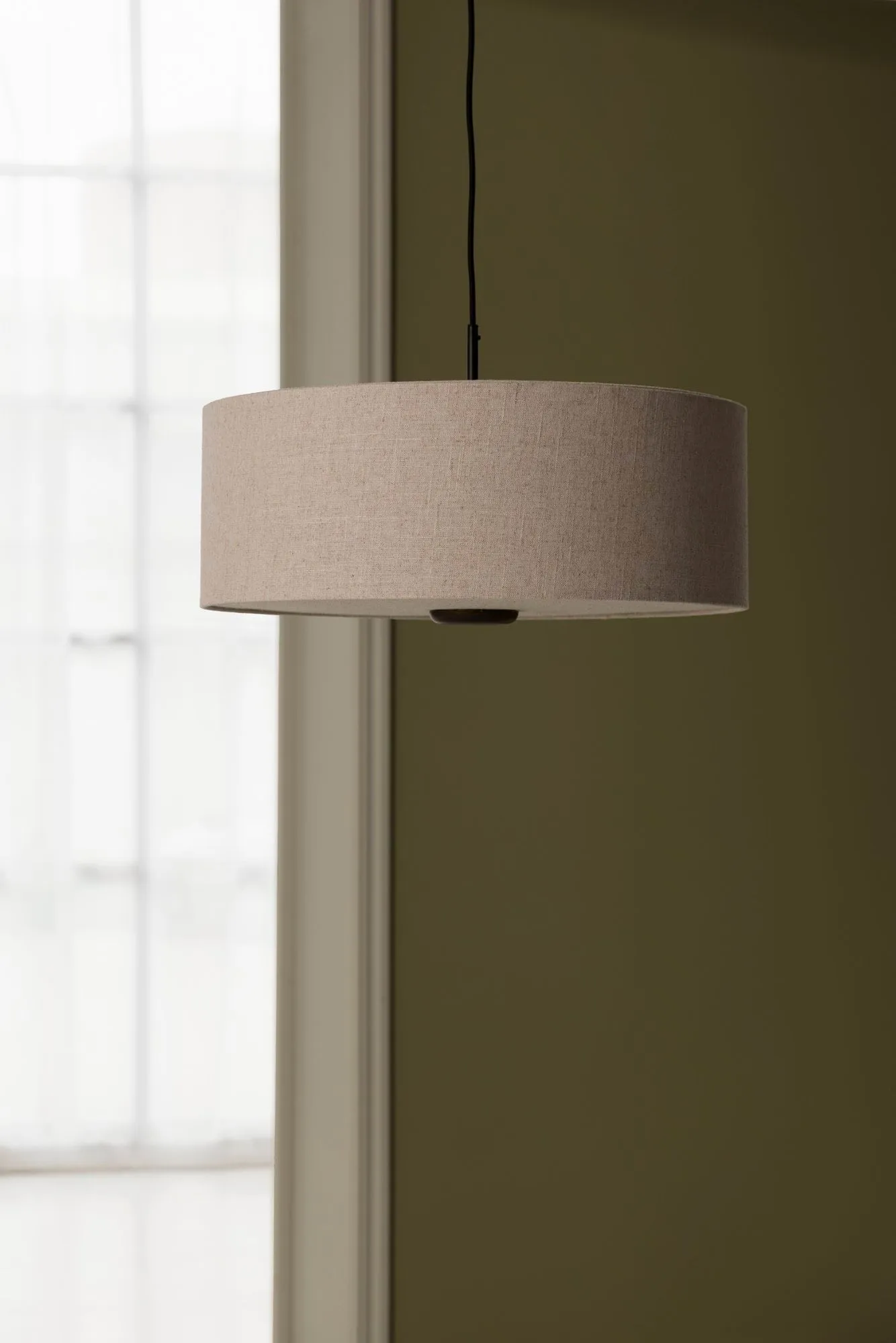 Bosco pendel, Beige, bruin gebeitst eiken, Ø55 cm Globen Lighting
