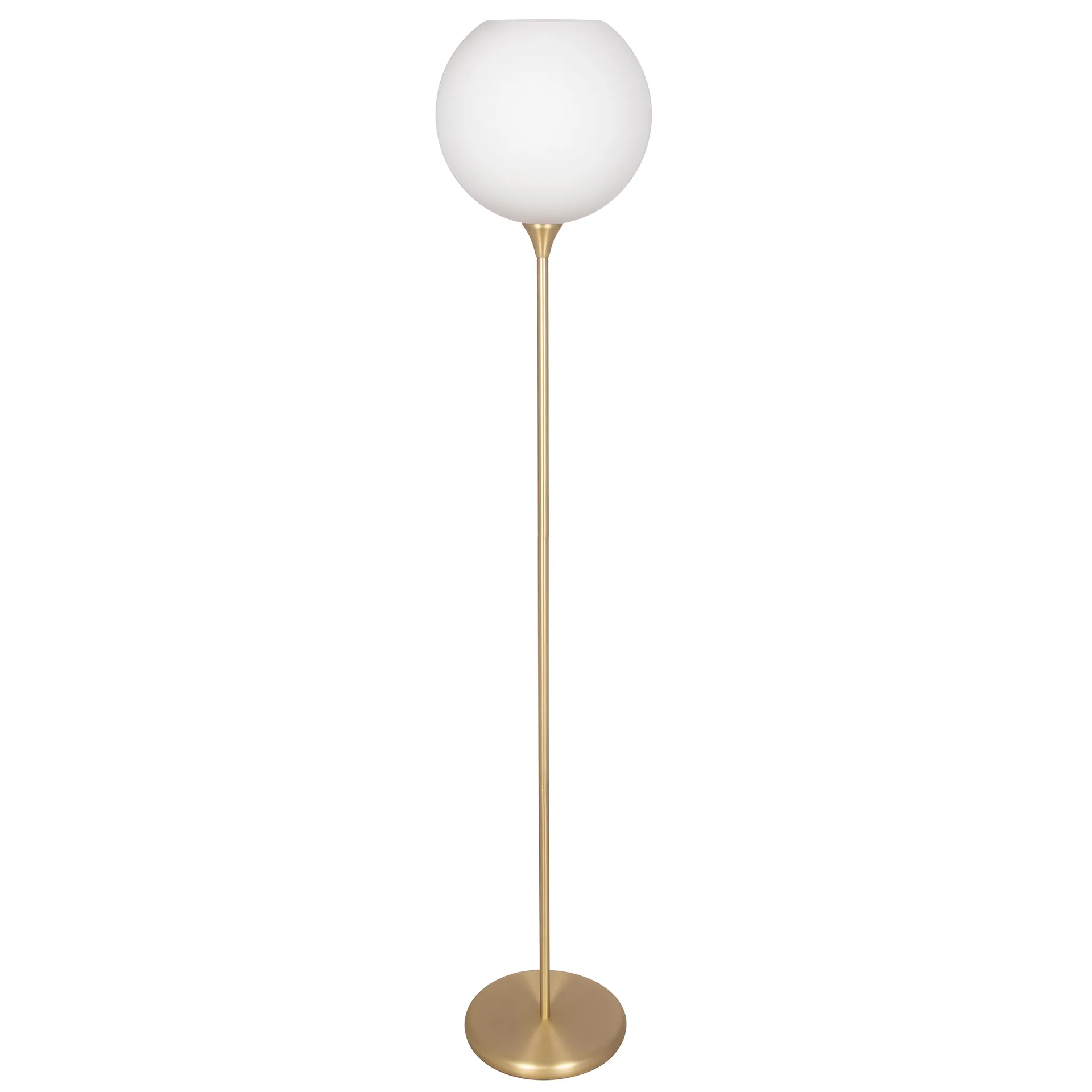 Bowl vloerlamp opaalglas, Geborsteld messing Globen Lighting