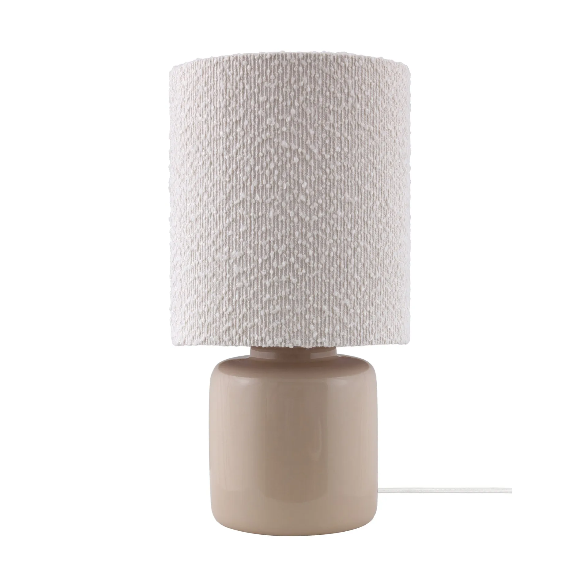 Florian tafellamp, Wit bouclé/beige, Ø20x39 cm Globen Lighting