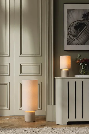 Florian tafellamp - Wit bouclé/beige, Ø20x39 cm - Globen Lighting