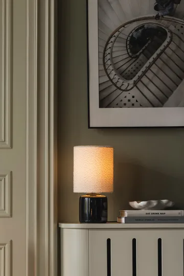 Florian tafellamp - Wit bouclé/zwart, Ø20x39 cm - Globen Lighting