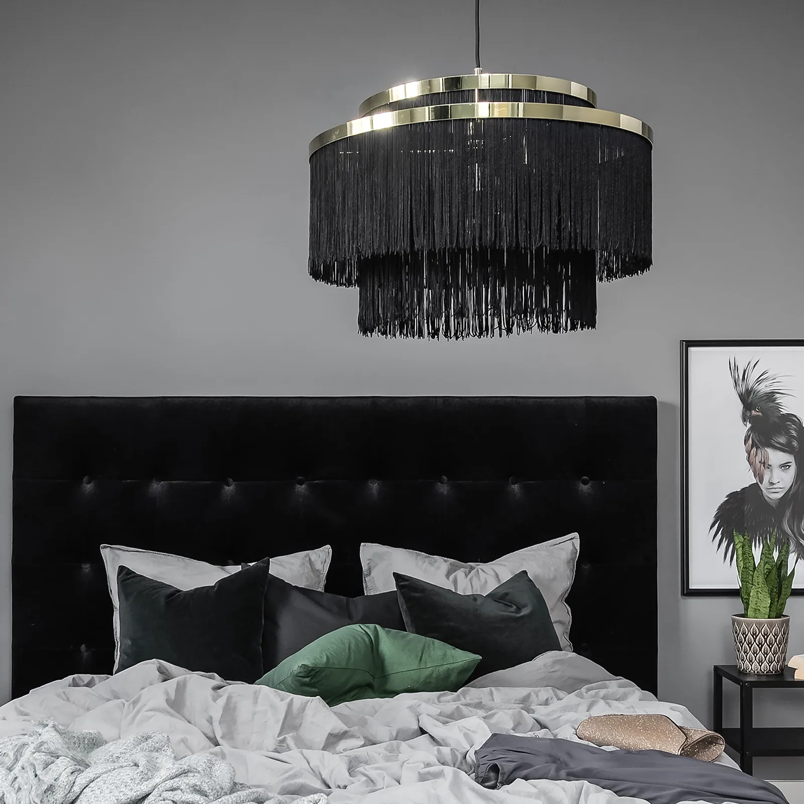Frans plafondlamp, zwart, messing Globen Lighting