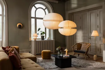 Gino vloerlamp - Beige travertijn - Globen Lighting