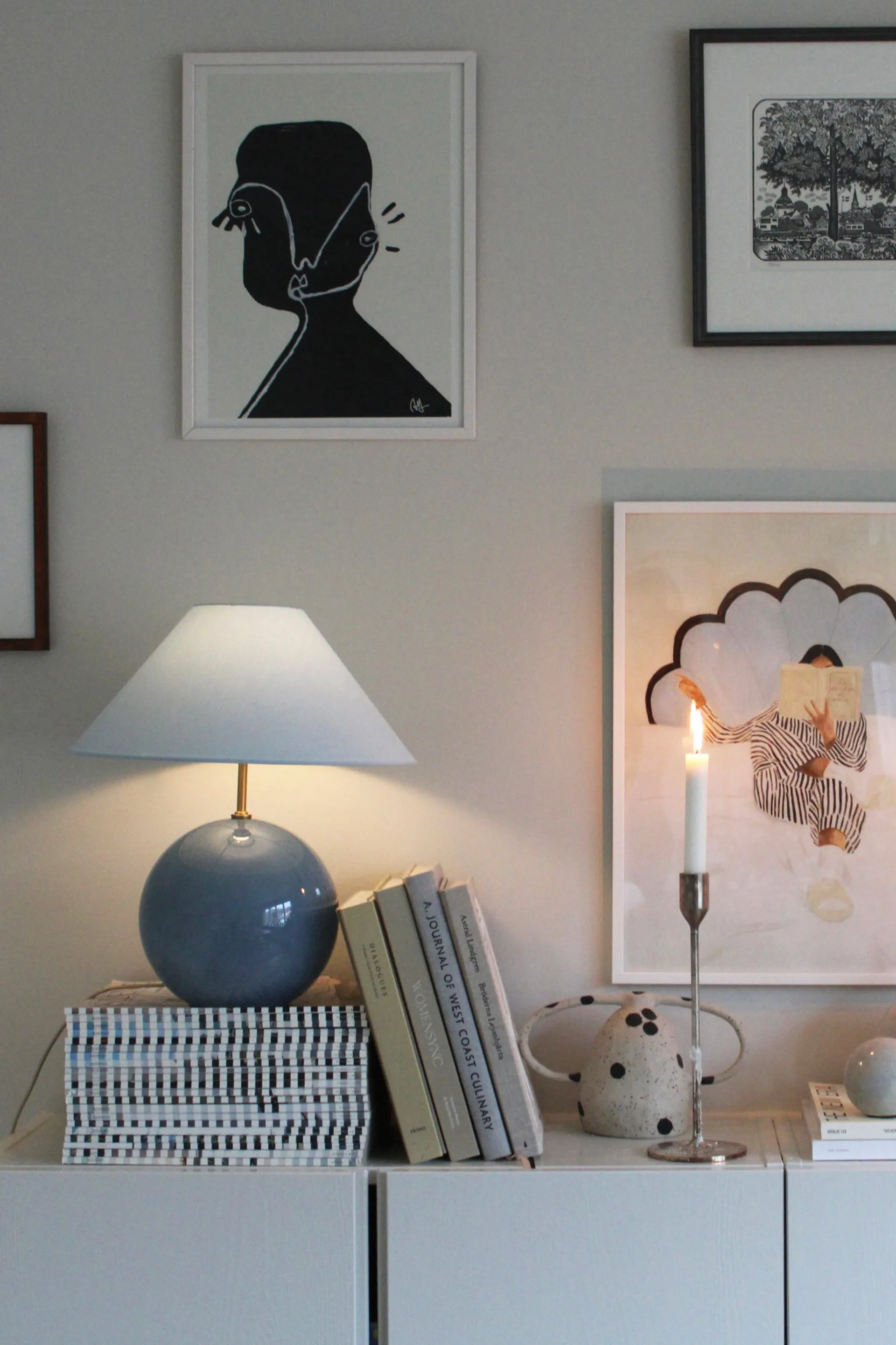 Iris 35 tafellamp 39 cm, Duifblauw Globen Lighting