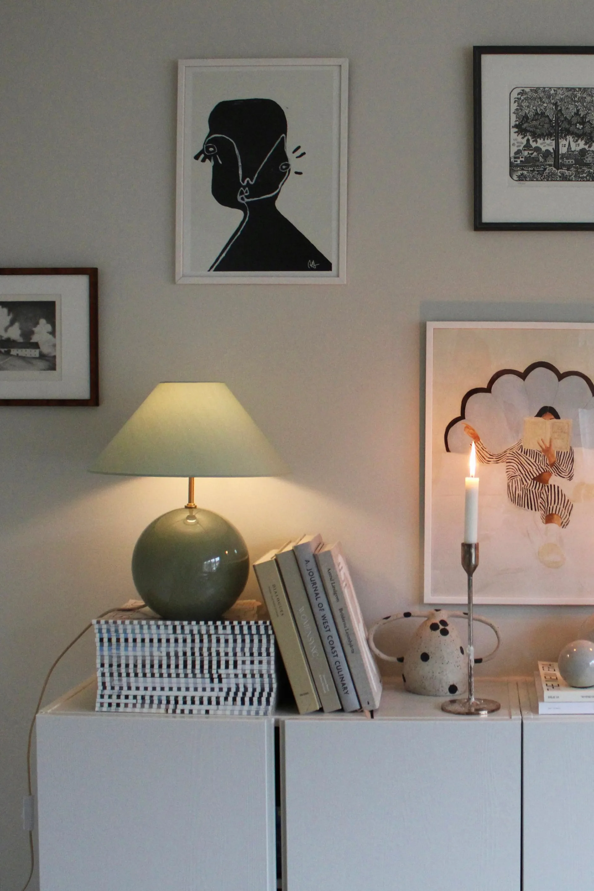 Iris 35 tafellamp 39 cm, Groen Globen Lighting