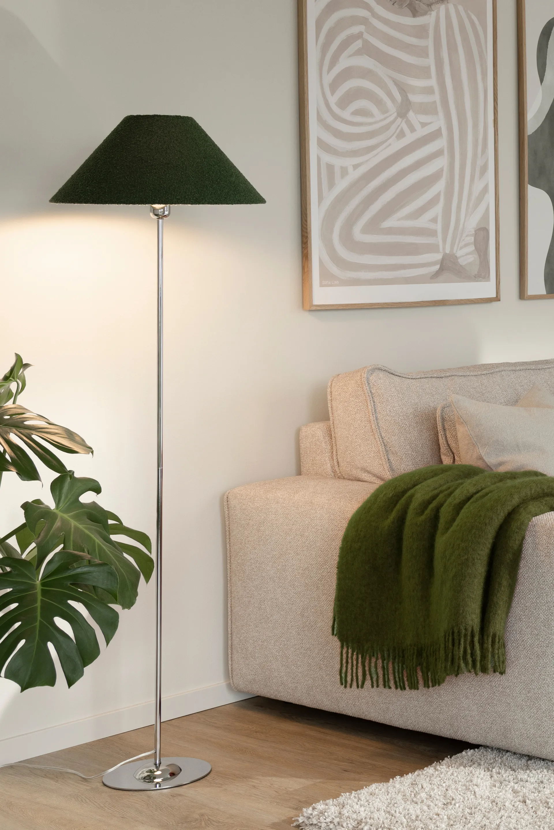 Iris 45 lampenkap, Bouclé mosgroen Globen Lighting