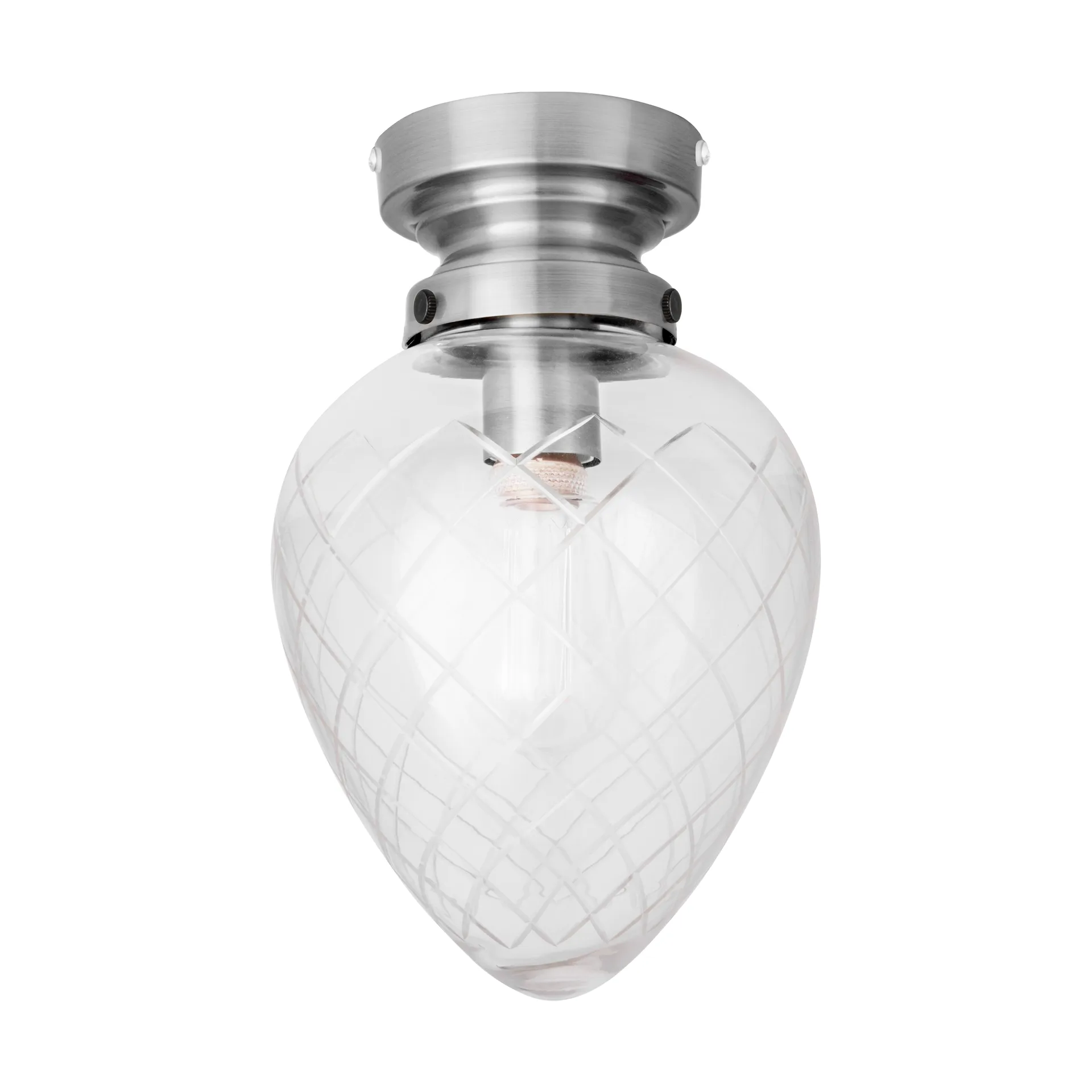 Juni IP44 plafondlamp, Antiekstaal-helder Globen Lighting