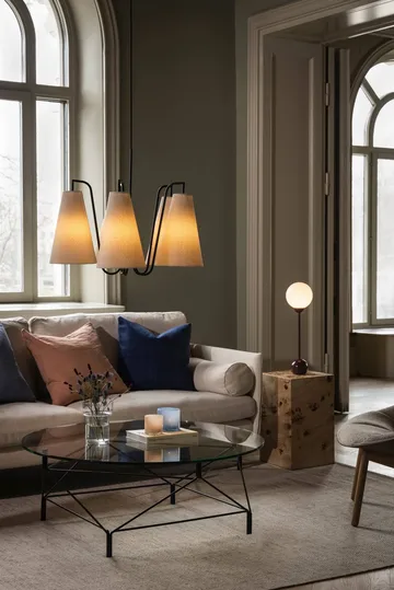 Lou pendel - 5, wit bouclé-zwart, 67x67 cm - Globen Lighting