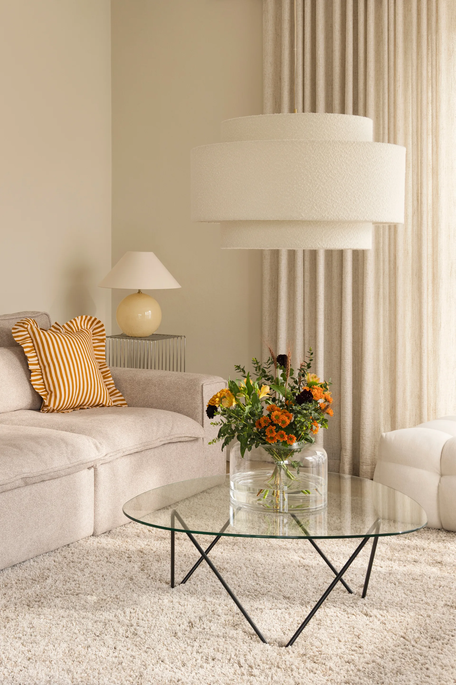 Noah hanglamp Ø70 cm, Bouclé wit Globen Lighting