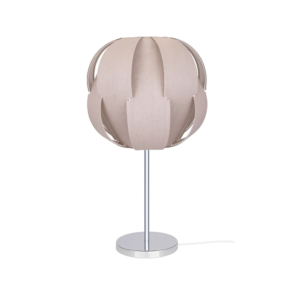 Pavot 25 tafellamp, beige, verchroomde lampvoet Globen Lighting
