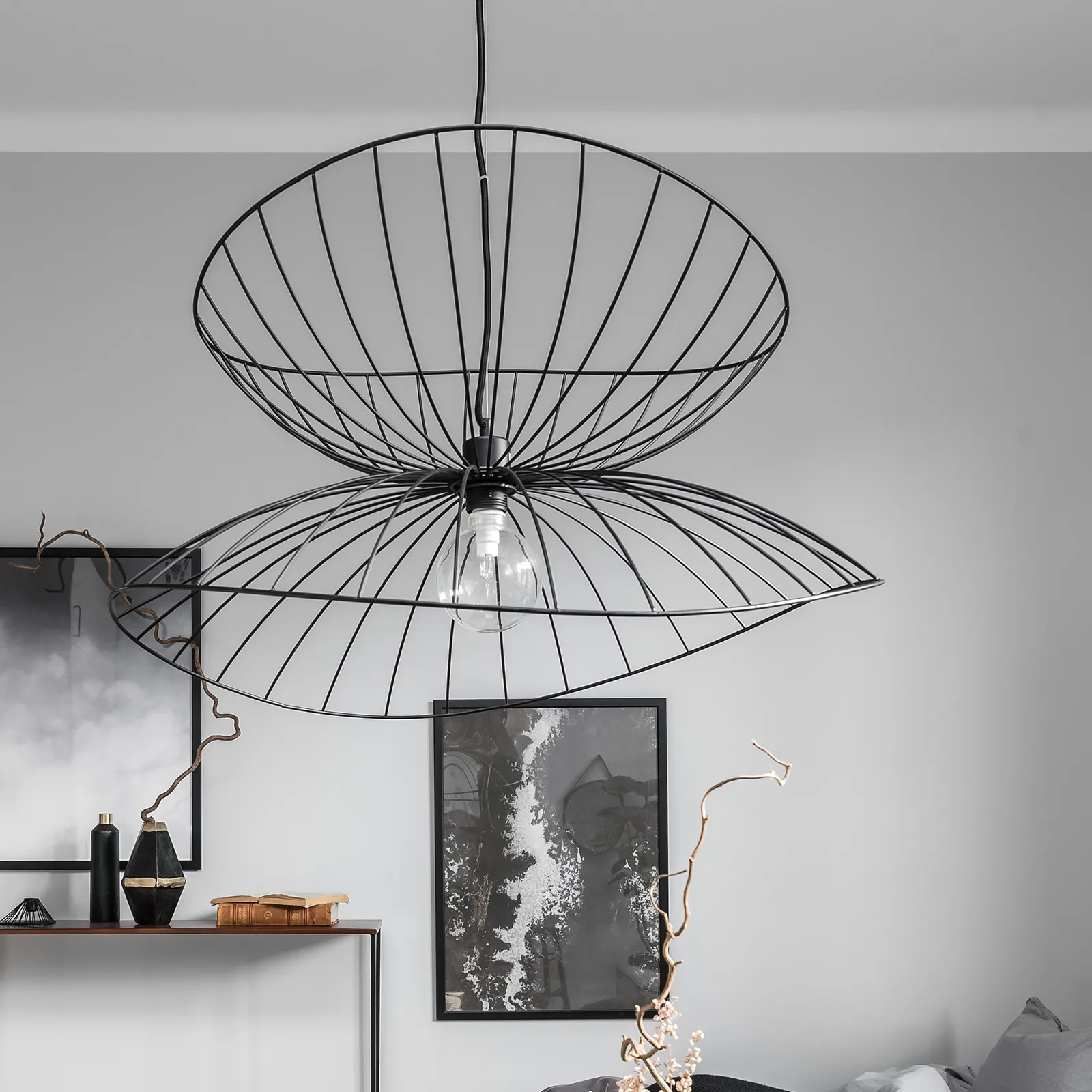 Ray plafondlamp Ø70 cm, zwart Globen Lighting