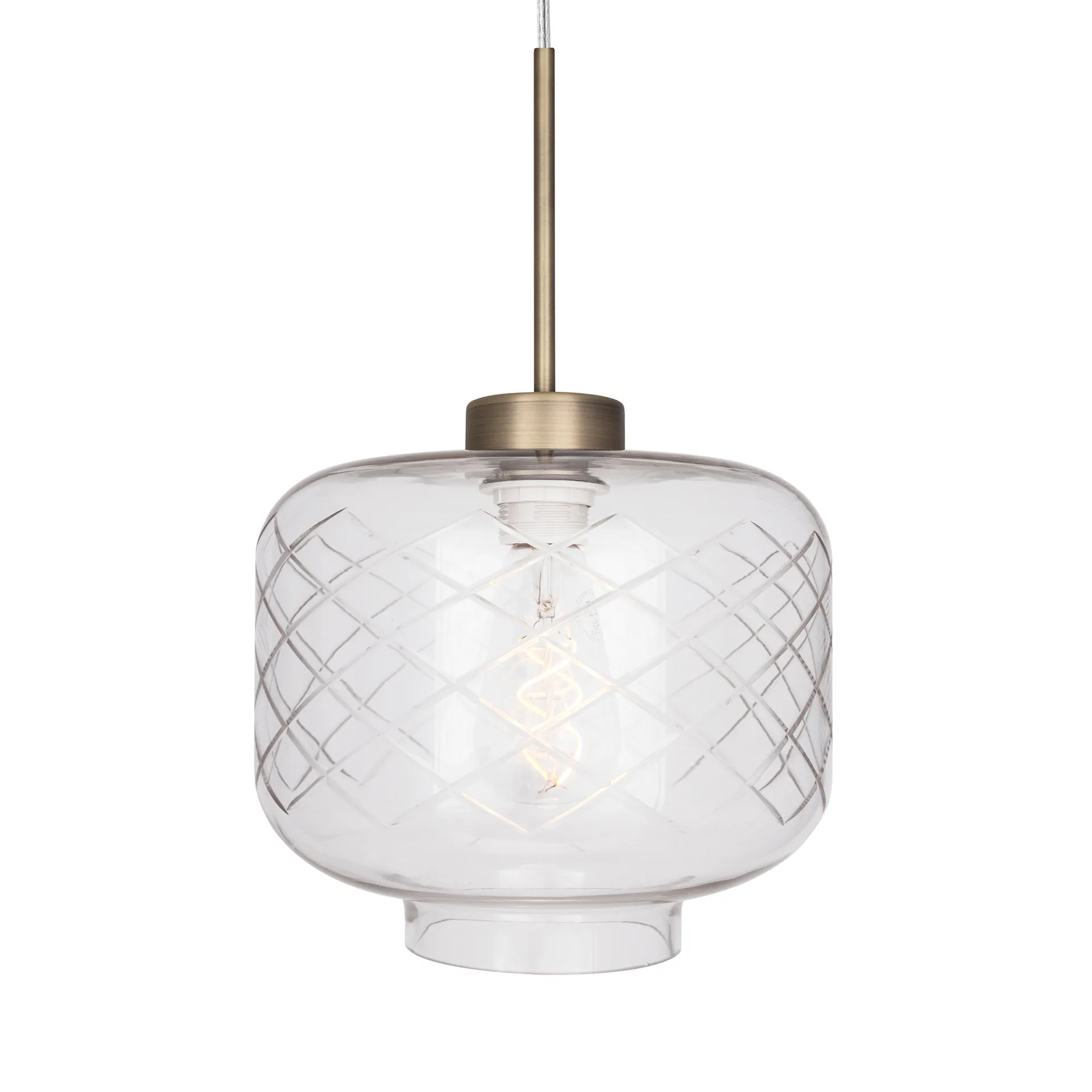 Ritz plafondlamp geslepen glas, Antiek messing Globen Lighting