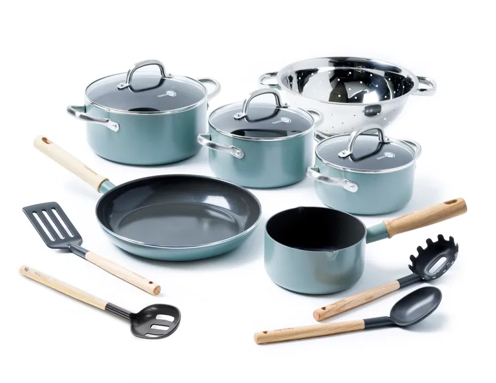 Mayflower Pro pannen- en koekenpannenset 12-delig - Groenblauw - GreenPan