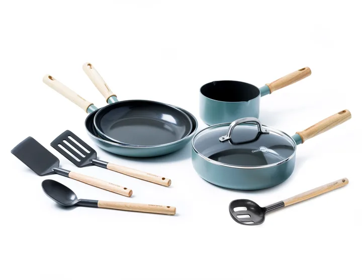 Mayflower Pro pannen- en koekenpannenset 9-delig - Groenblauw - GreenPan