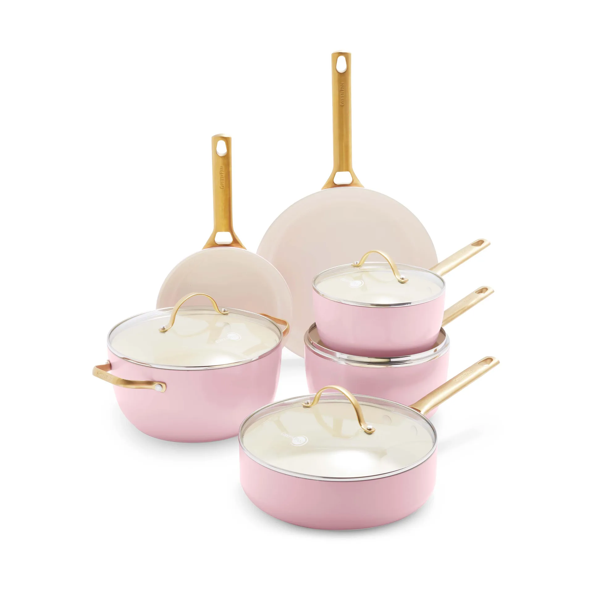 Padova braadpan en koekenpannenset 10 delig, Blush pink GreenPan
