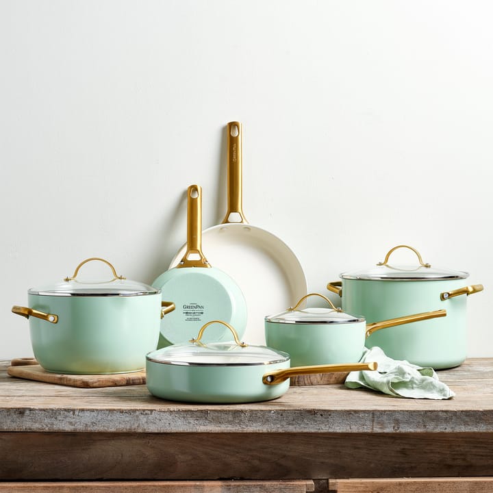 Padova braadpan en koekenpannenset 10 delig, Mint green GreenPan