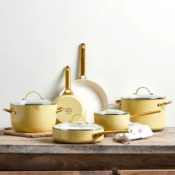 Padova braadpan en koekenpannenset 10 delig - Sunshine yellow - GreenPan