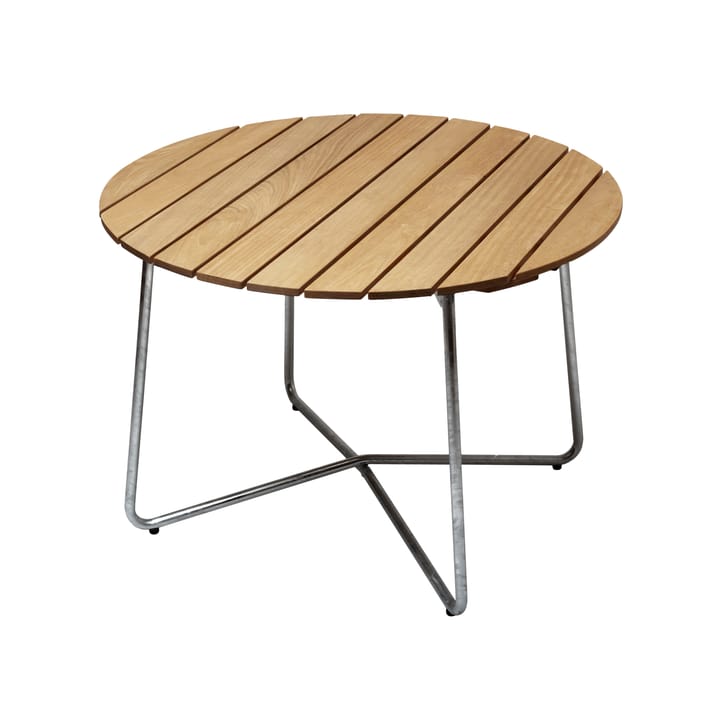 9A eettafel, Geoliede eiken Ø100 cm Grythyttan stalen meubelen