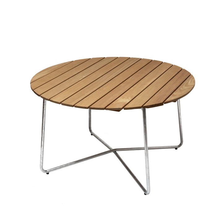 9A eettafel - Geoliede eiken-verzinkt frame Ø120 cm - Grythyttan stalen meubelen