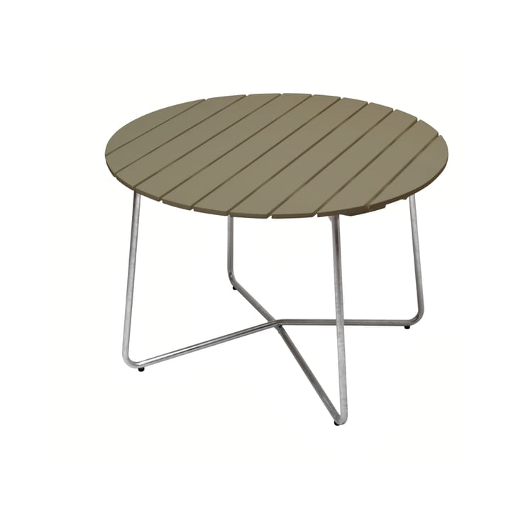 9A eettafel - Lichtgroen eik-verzinkt frame Ø100 cm - Grythyttan stalen meubelen
