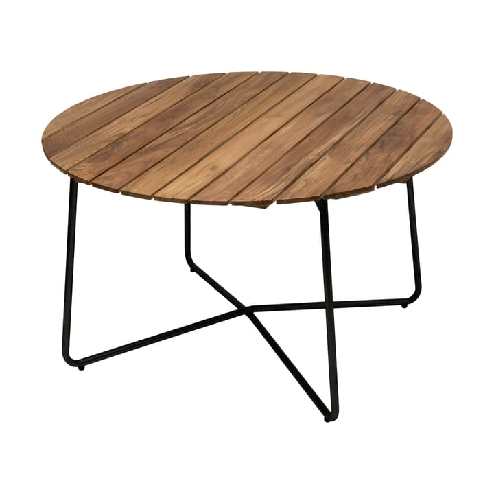 9A eettafel - Onbehandeld teak-zwart, Ø120 cm - Grythyttan stalen meubelen