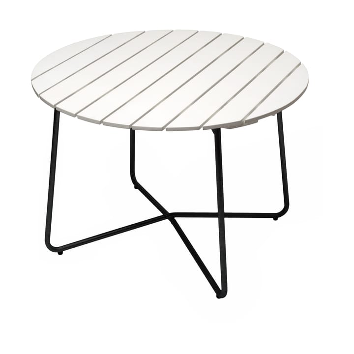 9A eettafel - Witgelakte eiken-zwart, Ø100 cm - Grythyttan stalen meubelen