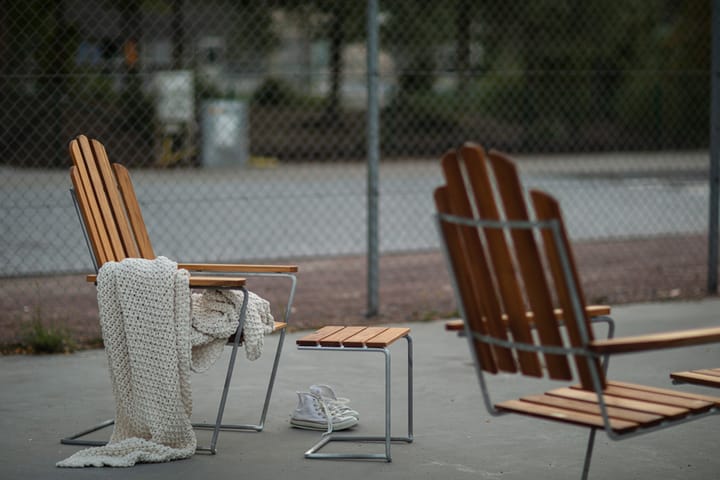 A3 tafel/voetenbankje - Teak-verzinkt frame - Grythyttan stalen meubelen