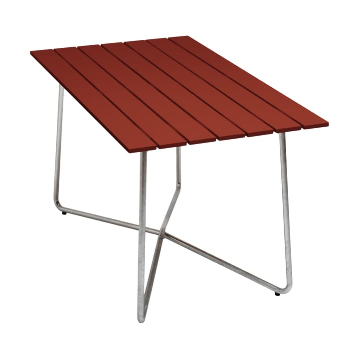 B25A tafel - Dark red lacquered oak-galvanized base - Grythyttan stalen meubelen