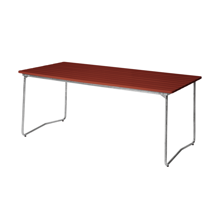 B31 170 eettafel - Dark red lacquered oak-galvanized base - Grythyttan stalen meubelen