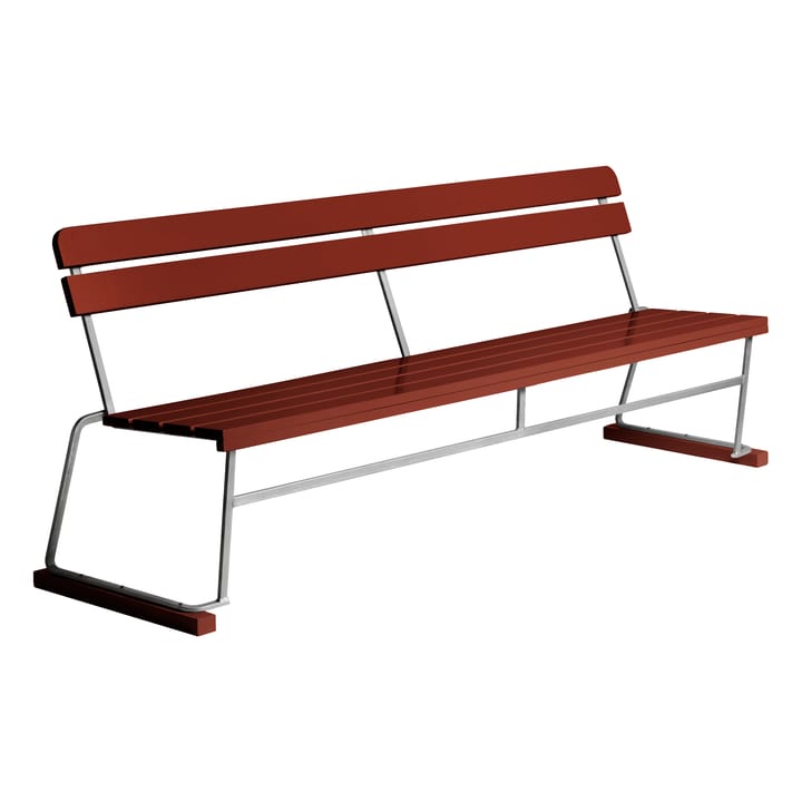 Bank 5 - Dark red lacquered oak-galvanized base - Grythyttan stalen meubelen