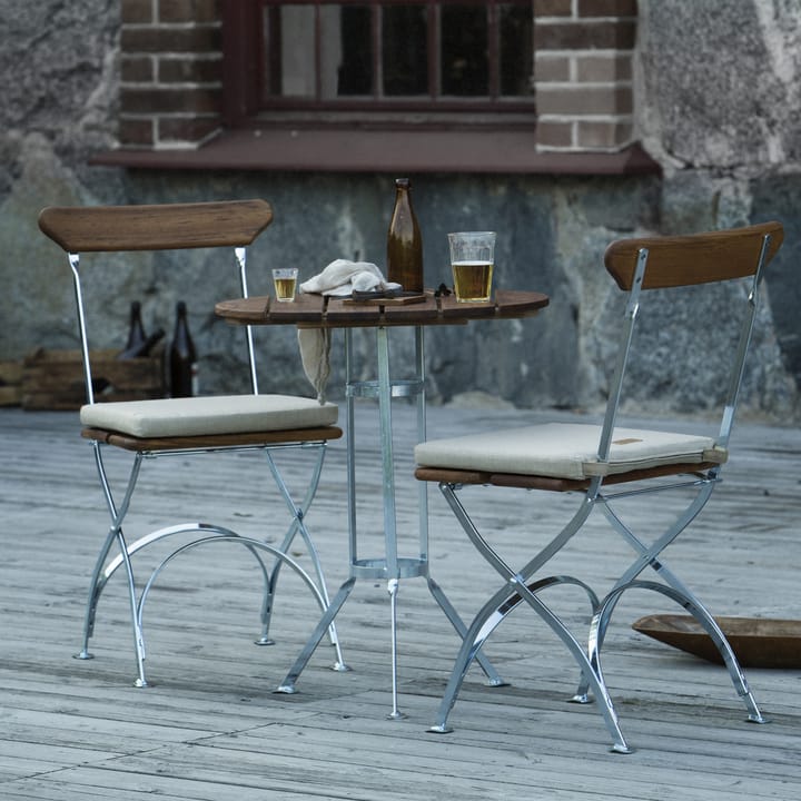 Bryggeri driepoot tafel - Teak-verzinkt frame - Grythyttan stalen meubelen