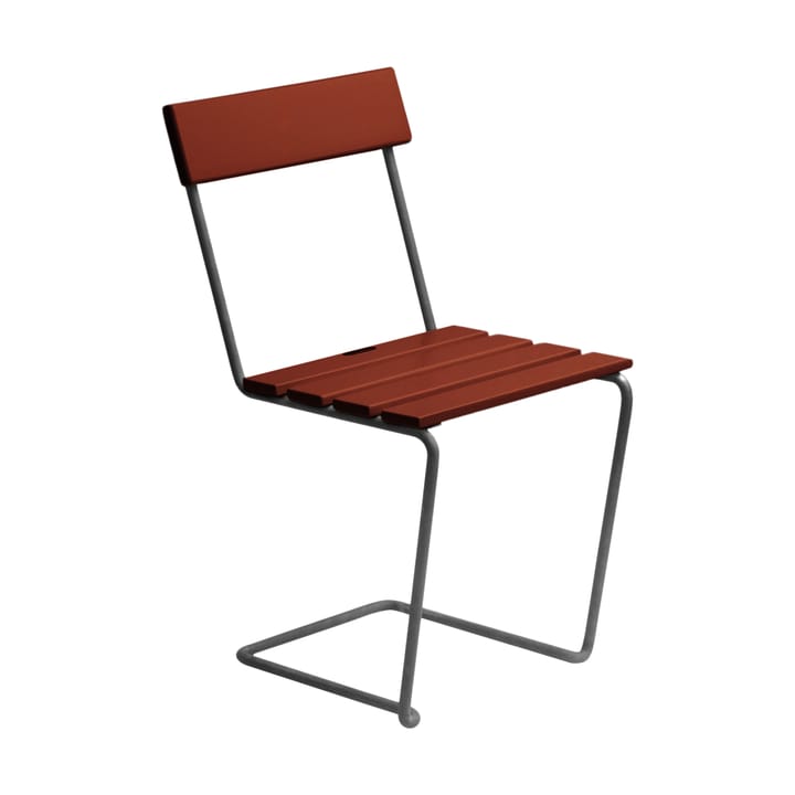 Stoel 1 - Dark red lacquered oak-galvanized base - Grythyttan stalen meubelen