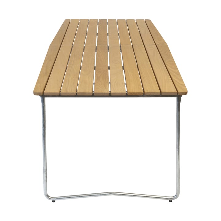 Table B31 eettafel 230 cm, Geoliede eiken-gegalvaniseerde poten Grythyttan stalen meubelen