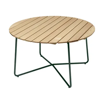 9A eettafel - Geoliede sparrenhout-groen, Ø120 cm - Grythyttan Stålmöbler