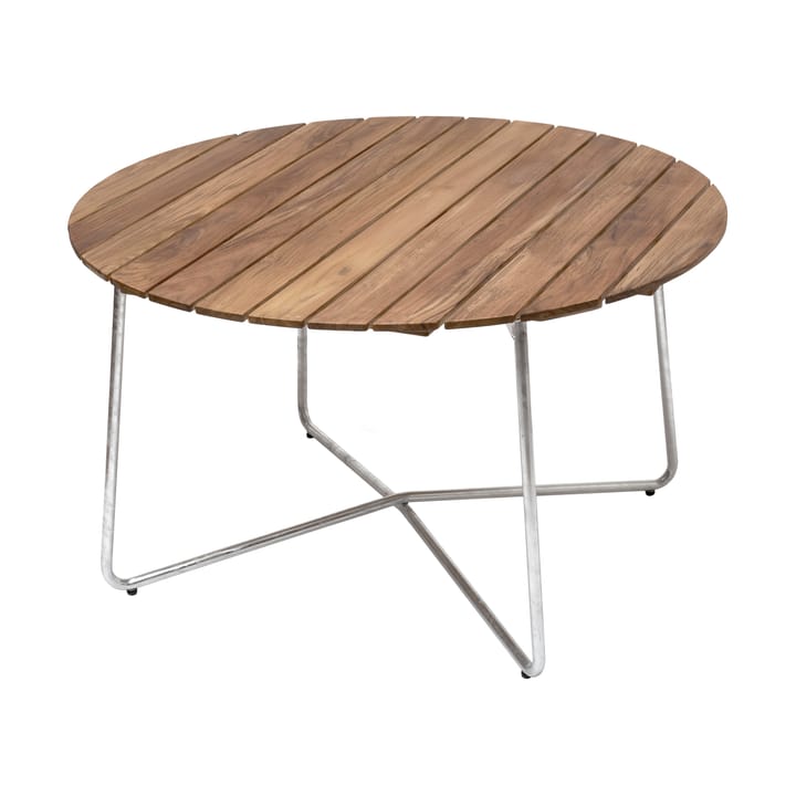 9A eettafel - Teak-verzinkt frame Ø120 cm - Grythyttan Stålmöbler