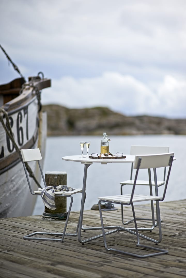 9A eettafel - Witgelakte eiken Ø100 cm - Grythyttan Stålmöbler