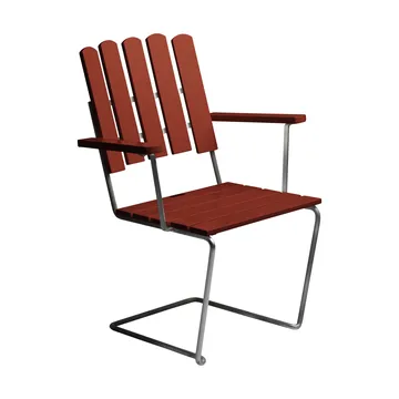 A2 fauteuil - Donkerrood gelakt eiken – thermisch verzinkt onderstel - Grythyttan Stålmöbler