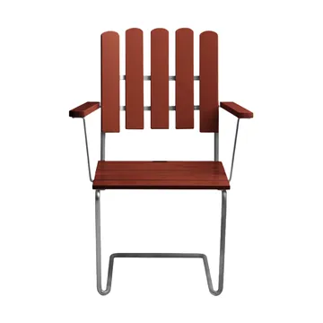 A2 fauteuil - Donkerrood gelakt eiken – thermisch verzinkt onderstel - Grythyttan Stålmöbler