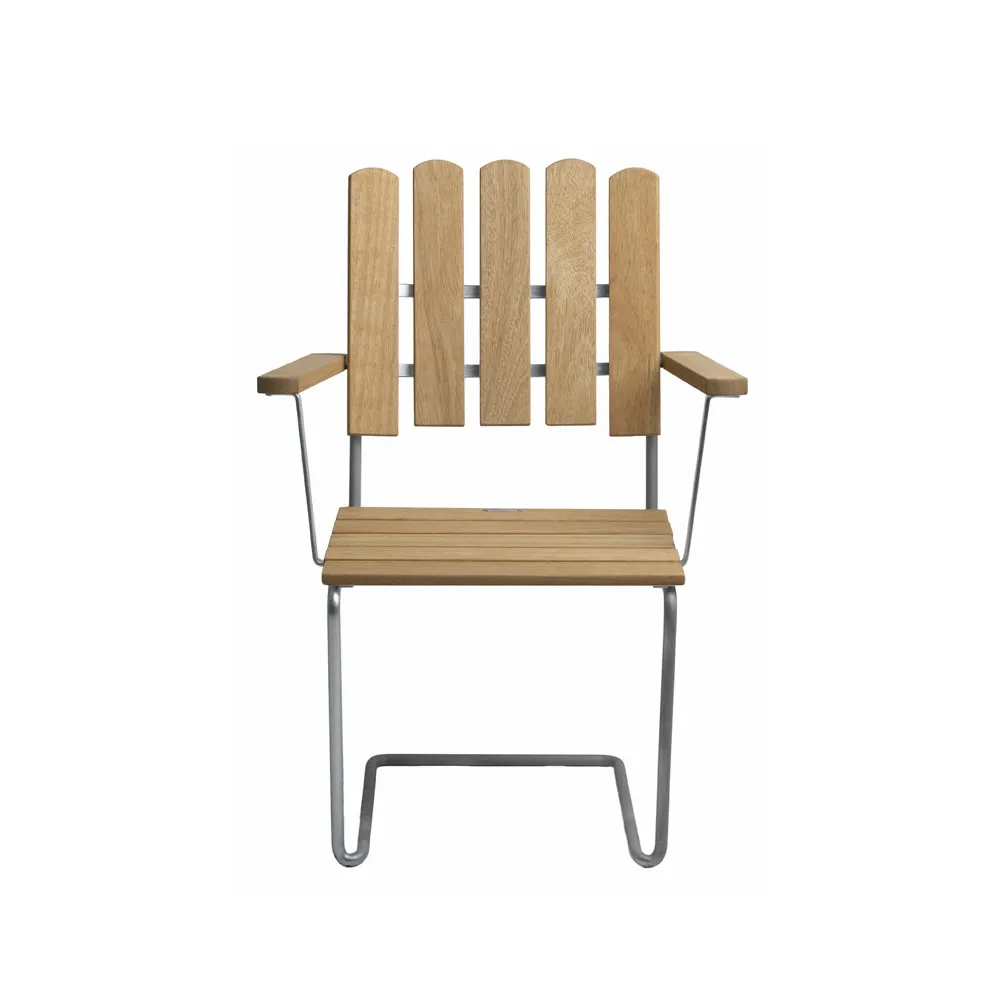 A2 fauteuil, Eiken olie-verzinkt frame Grythyttan Stålmöbler