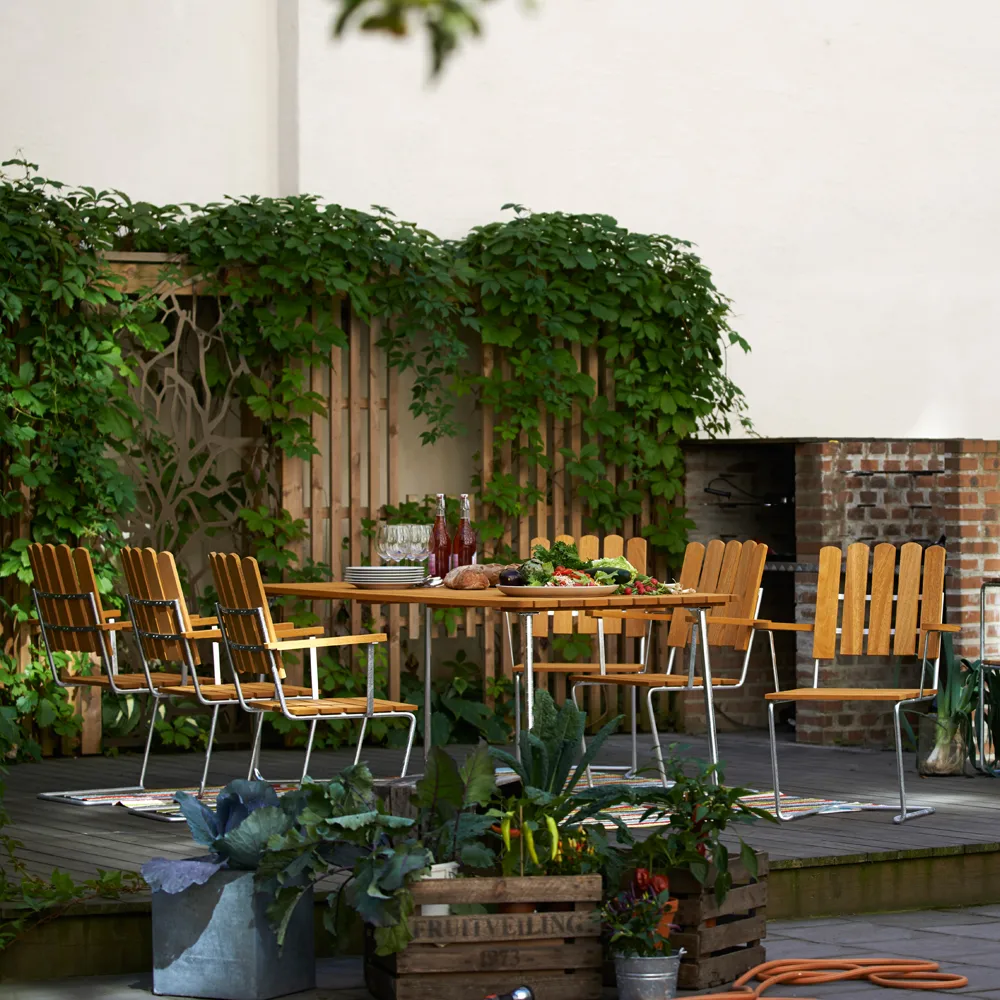 A2 fauteuil, Eiken olie-verzinkt frame Grythyttan Stålmöbler