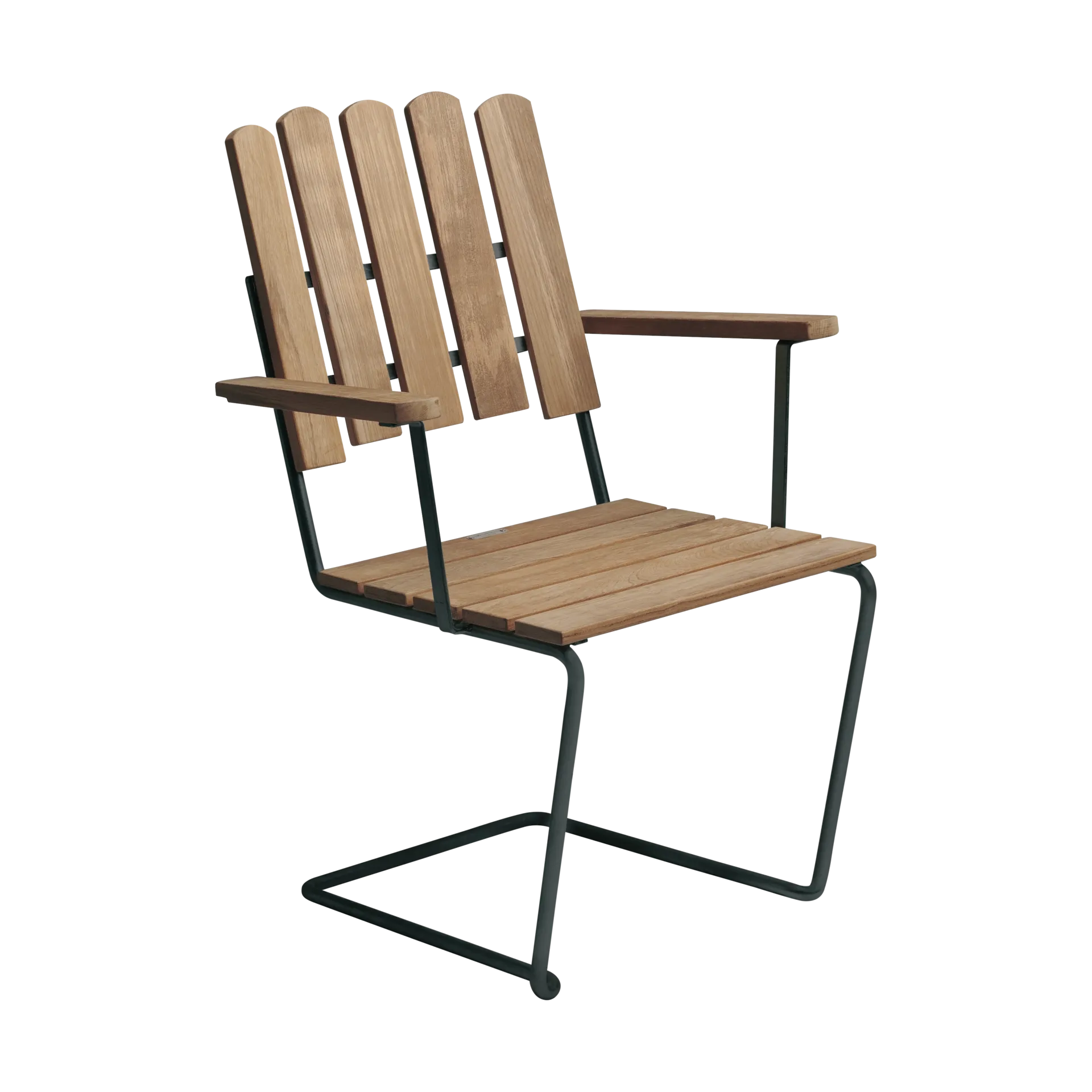 A2 fauteuil, Onbehandeld teak-zwart Grythyttan Stålmöbler