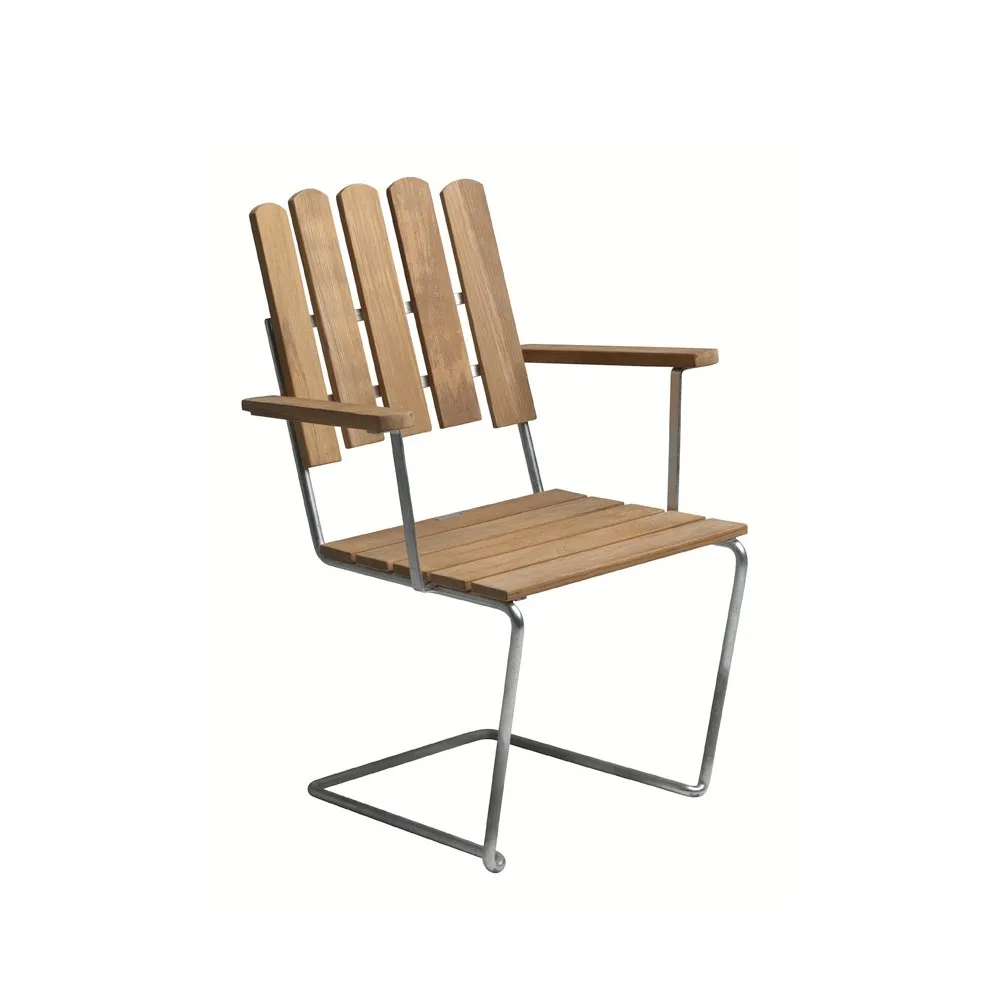 A2 fauteuil, Teak-verzinkt frame Grythyttan Stålmöbler