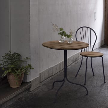 Akleja tafel Ø65cm - Teak-donkergrijs frame - Grythyttan Stålmöbler