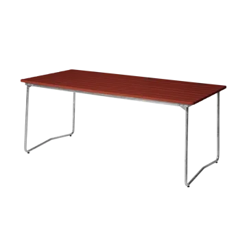 B31 eettafel - 170x92 cm, donkerrood gelakt eiken – gegalvaniseerd staal - Grythyttan Stålmöbler