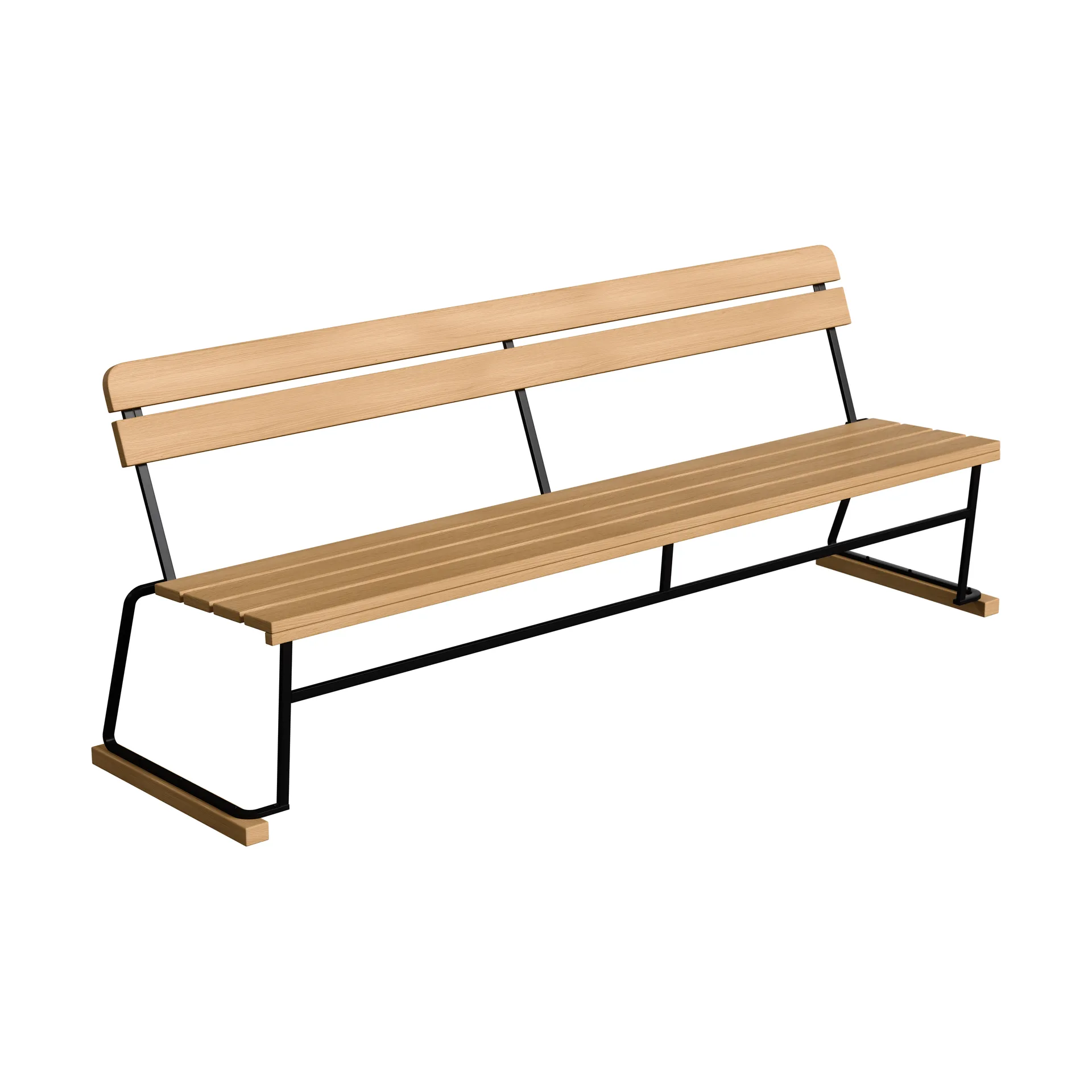 Bank 5, Geolied eiken-zwart stalen onderstel Grythyttan Stålmöbler