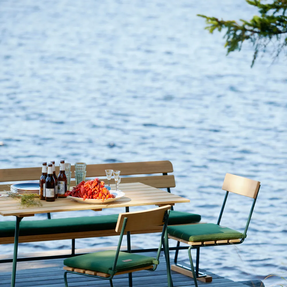 Bank 5 kussen, Sunbrella beige Grythyttan Stålmöbler